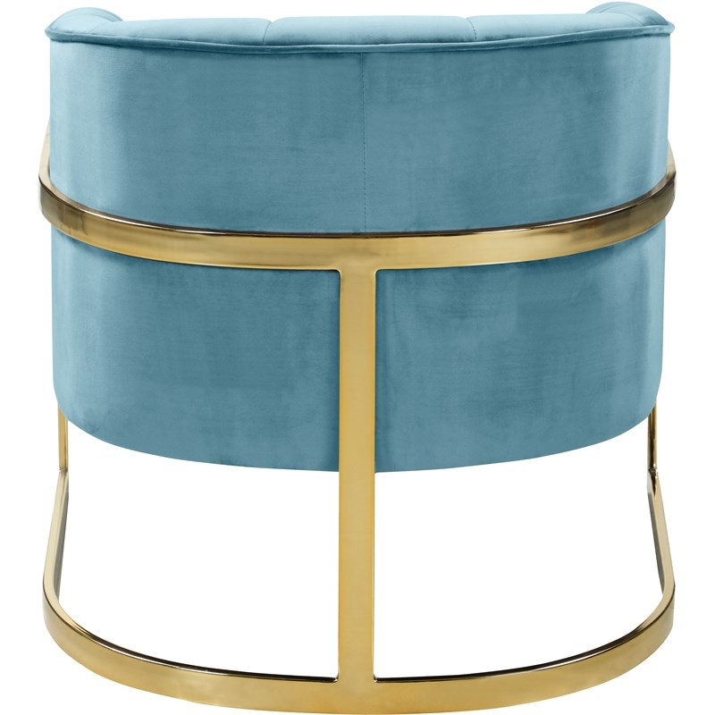 Meridian Furniture Carter Aqua Velvet Accent Chair with Stainless Steel Base
