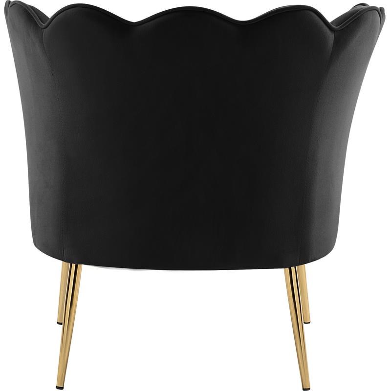 Meridian Furniture Jester Black Velvet Accent Chair with Gold Iron Legs