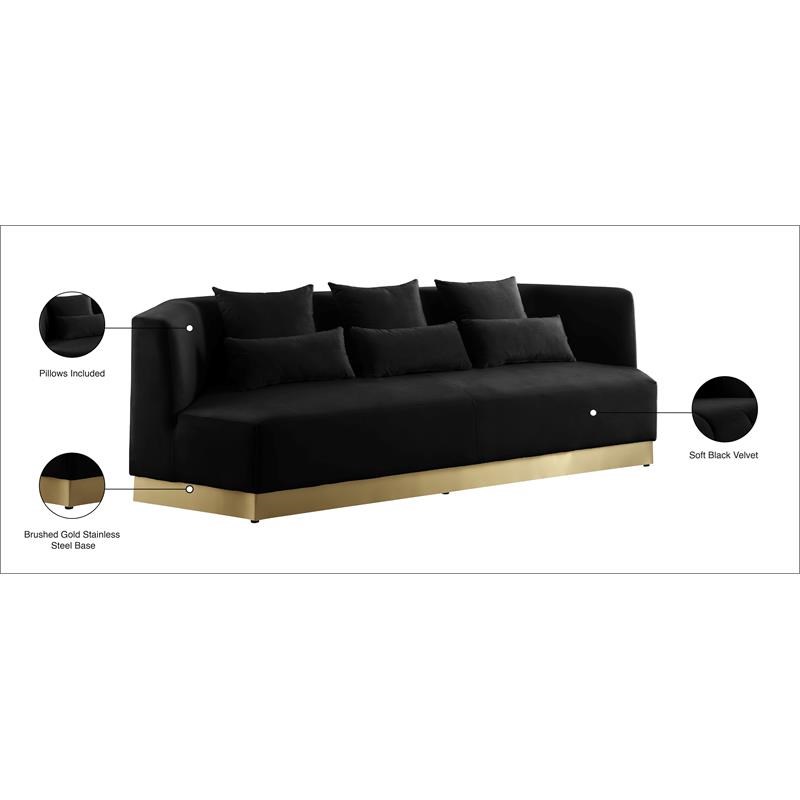 Meridian Furniture Marquis Black Velvet Sofa