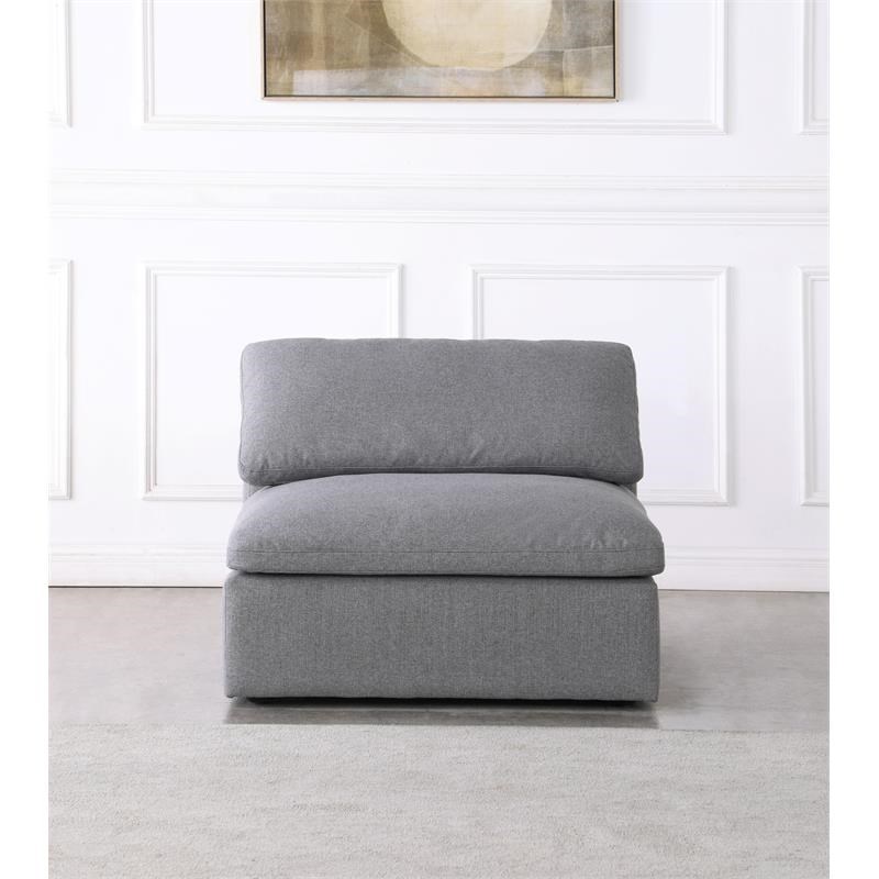 Meridian Furniture Serene Gray Durable Linen Fabric Deluxe Armless Chair