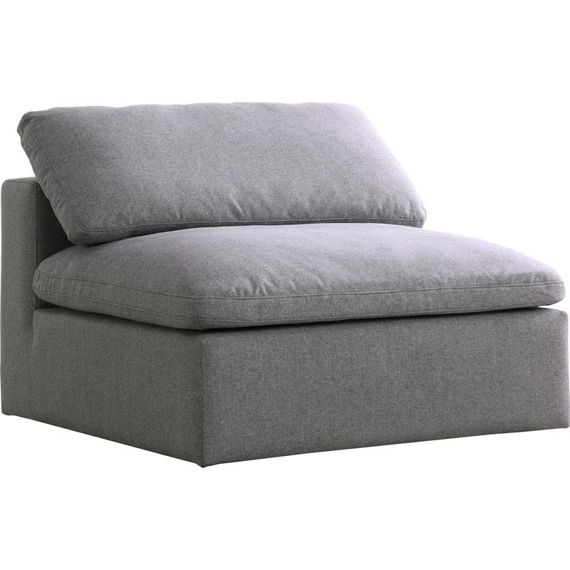 Meridian Furniture Serene Gray Durable Linen Fabric Deluxe Armless Chair