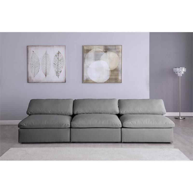 Meridian Furniture Serene Deluxe Gray Linen Fabric Modular Armless Sofa