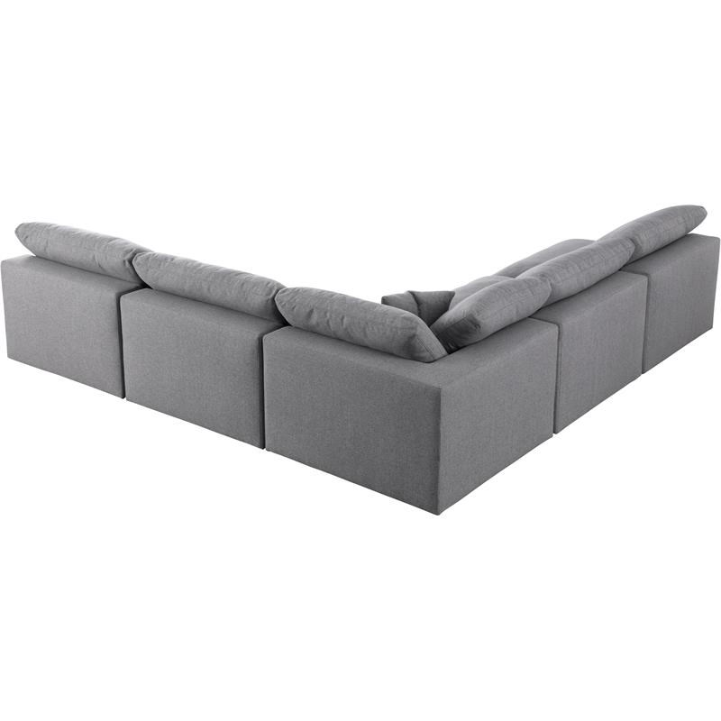 Meridian Furniture Serene Gray Durable Linen Fabric Modular Sectional