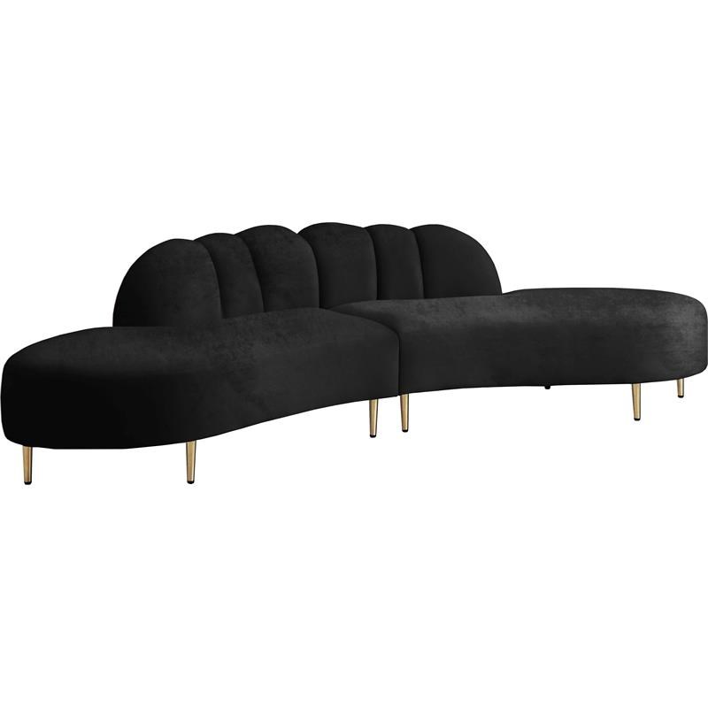 Meridian Furniture Divine Black Velvet 2pc. Sectional