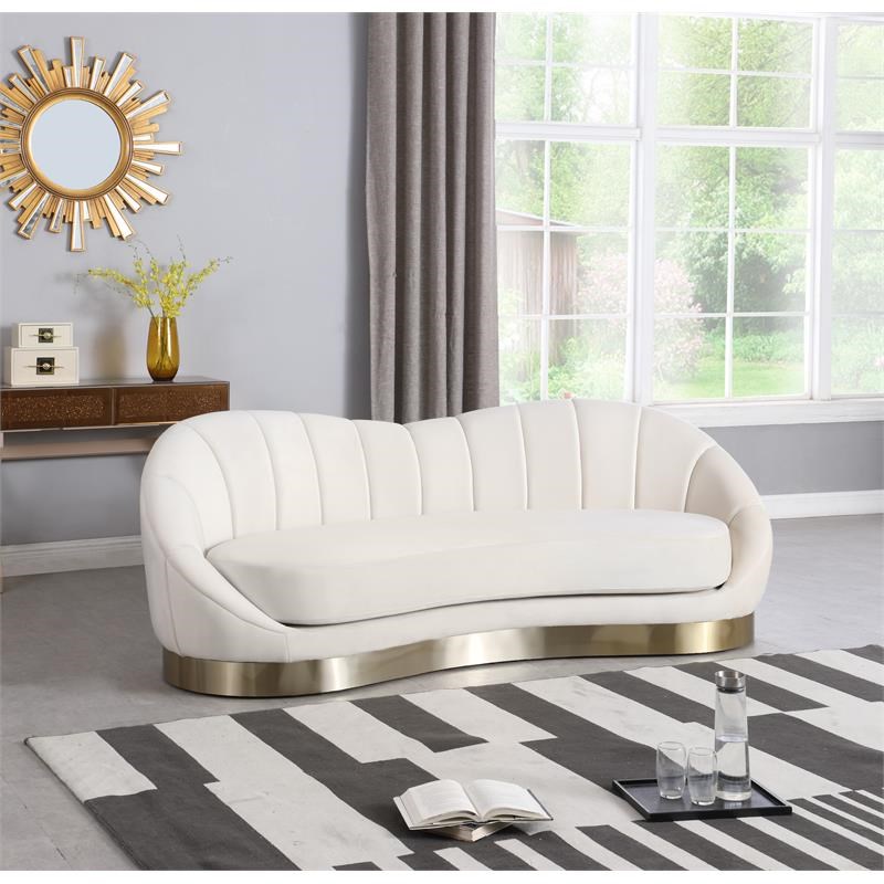 Meridian Furniture Shelly Cream Velvet Sofa