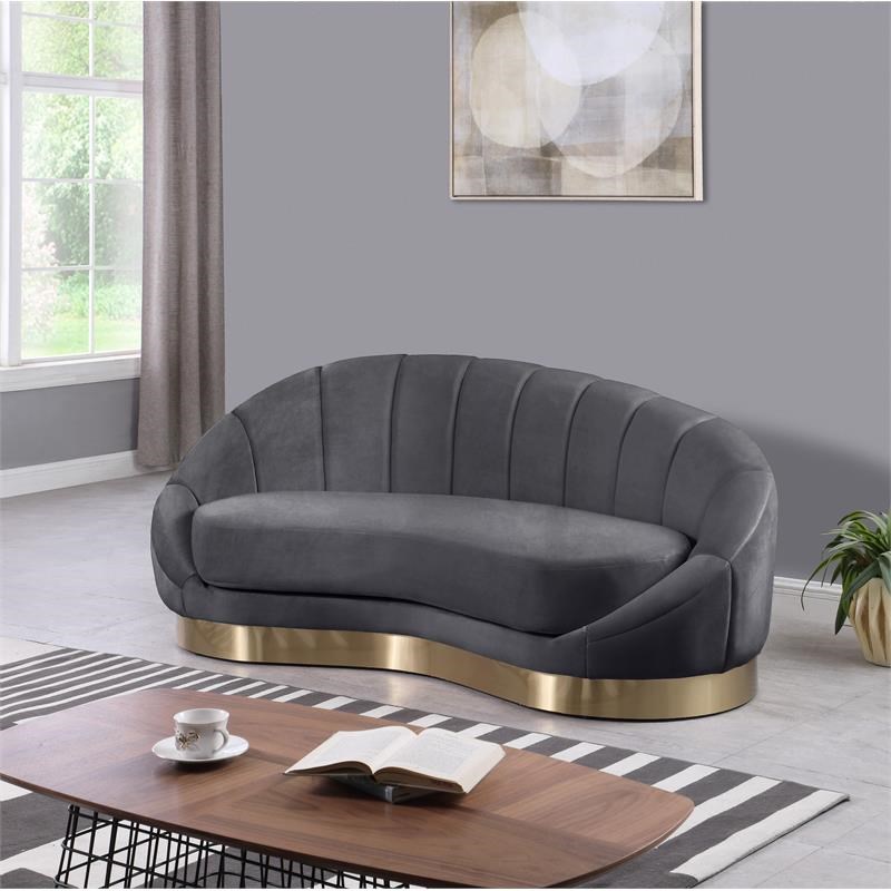 Meridian Furniture Shelly Gray Velvet Chaise