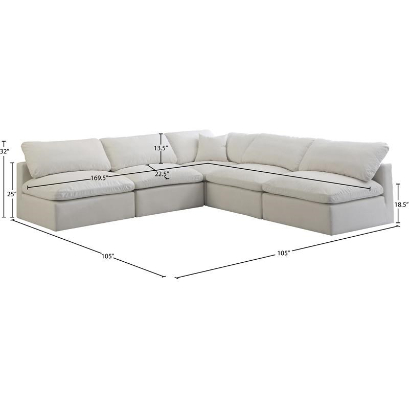 Meridian Furniture Plush Standard Cream Velvet Modular Sectional
