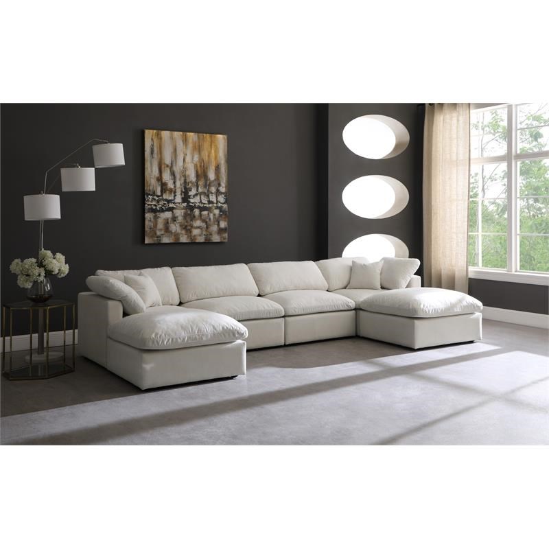 Meridian Furniture Plush Standard Cream Velvet Modular Sectional
