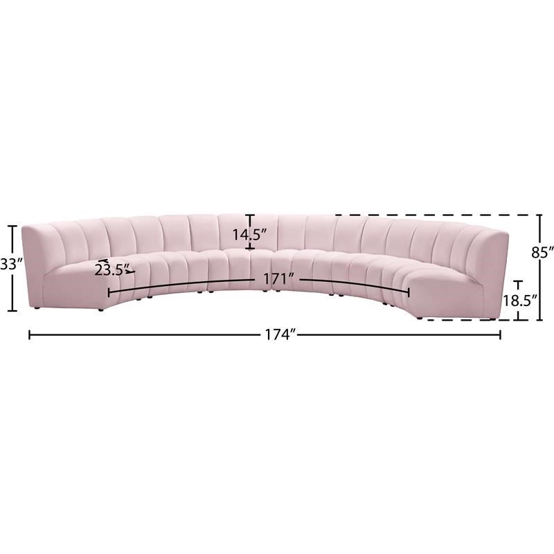 Meridian Furniture Infinity Pink Velvet 6pc. Modular Sectional