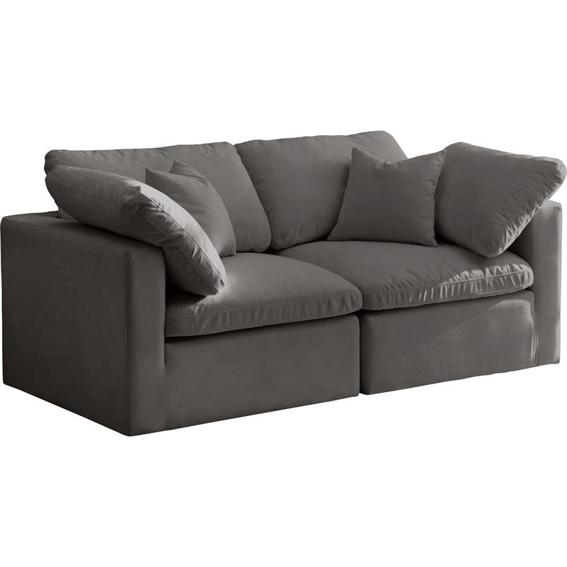 Meridian Furniture Plush Standard Gray Velvet Modular Sofa