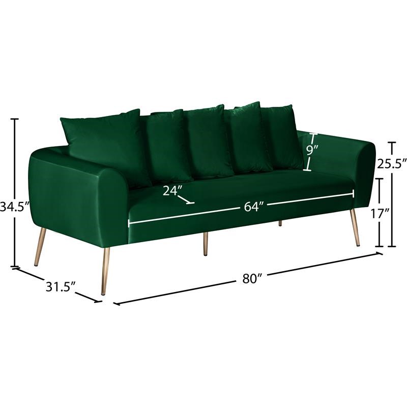 Meridian Furniture Quinn Green Velvet Sofa
