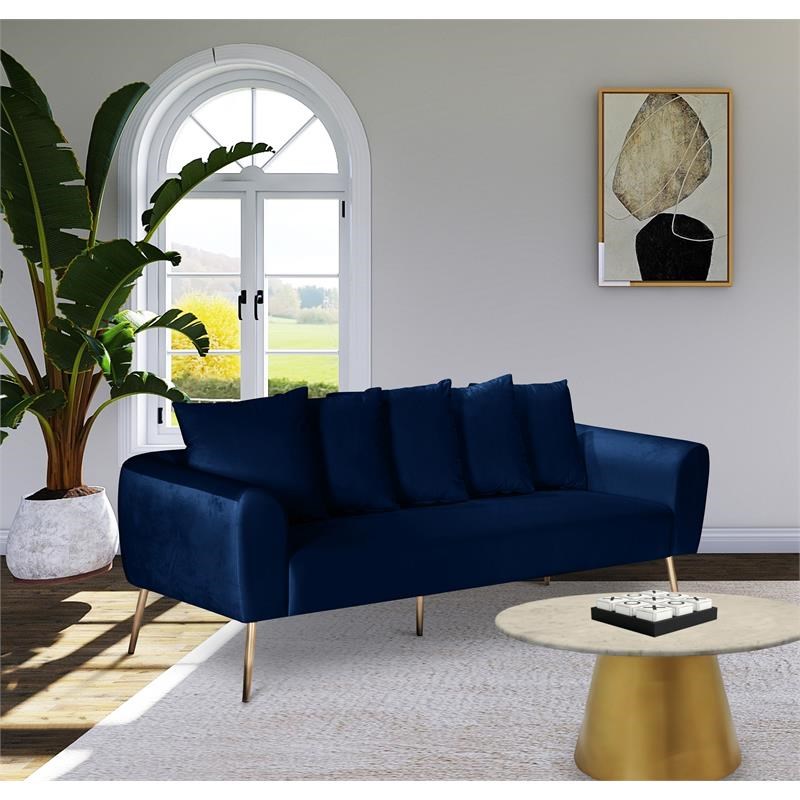 Meridian Furniture Quinn Navy Velvet Sofa