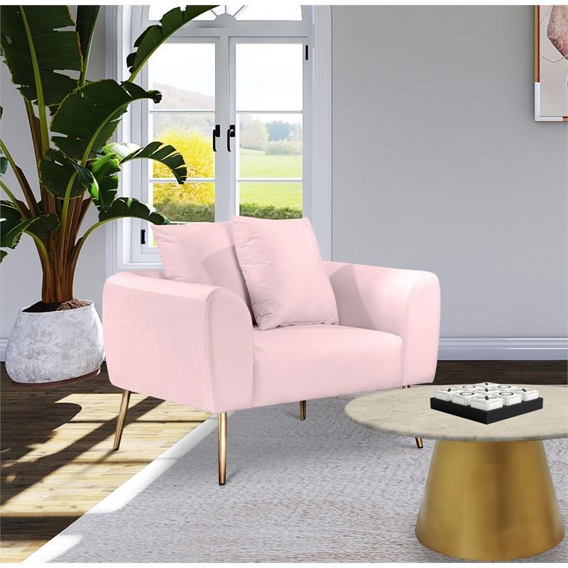 Meridian Furniture Quinn Pink Velvet Chair