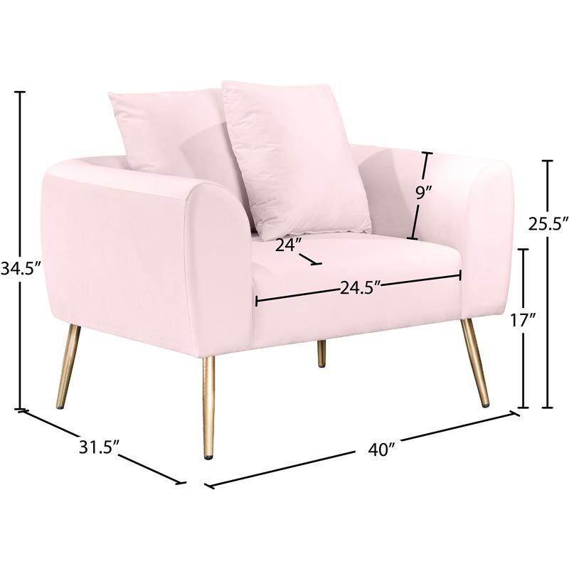 Meridian Furniture Quinn Pink Velvet Chair