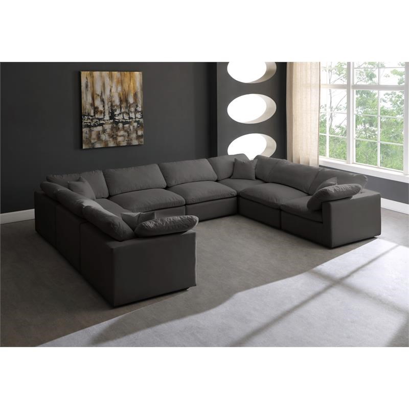 Meridian Furniture Plush Standard Gray Velvet Modular Sectional