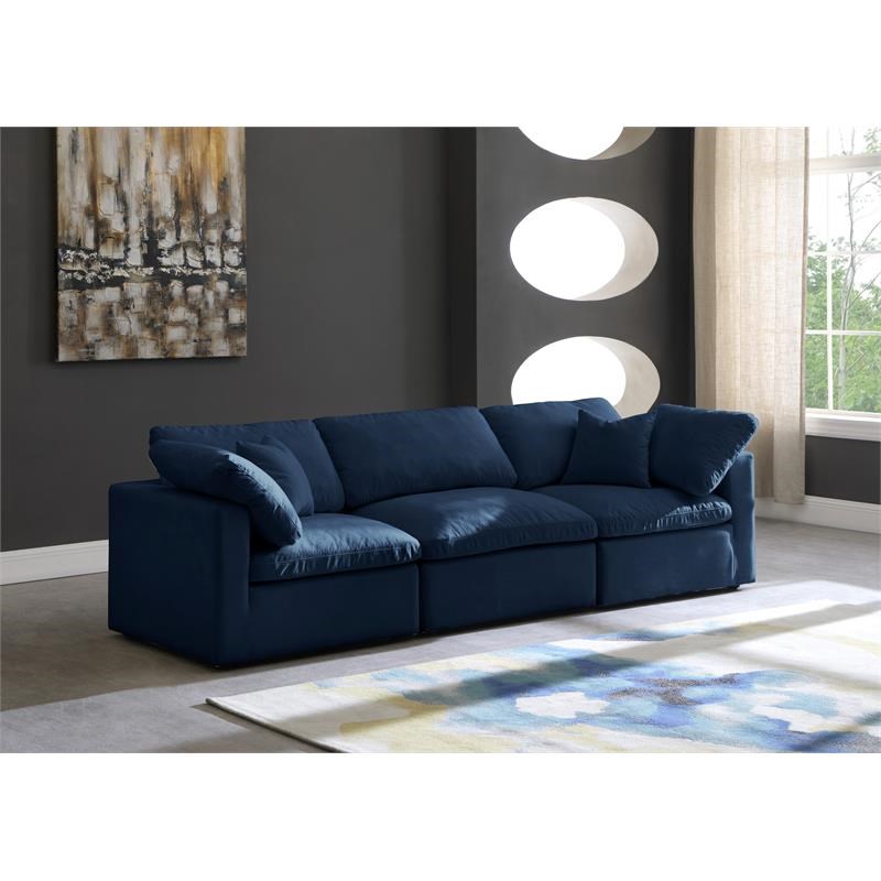 Meridian Furniture Plush Standard Navy Velvet Modular Sofa