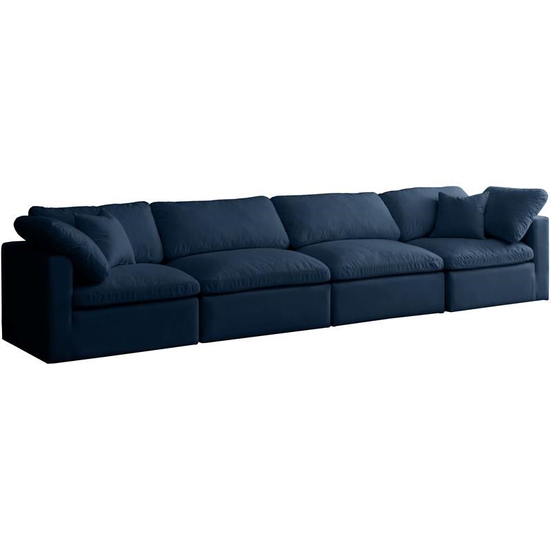 Meridian Furniture Plush Standard Navy Velvet Modular Sofa