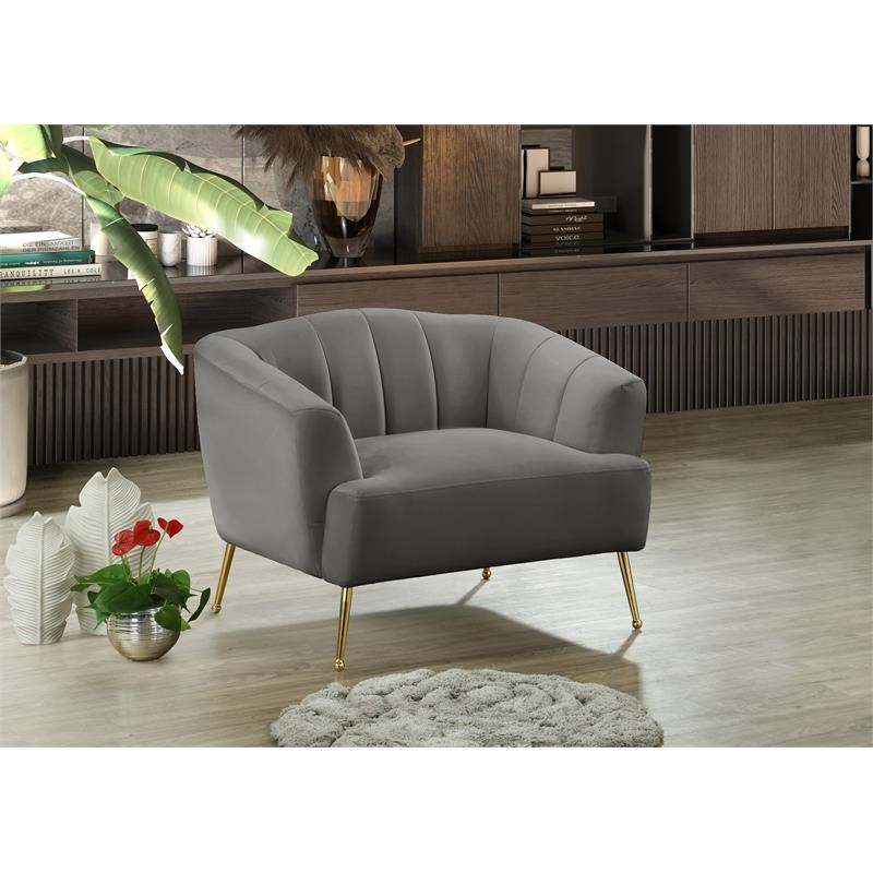Meridian Furniture Tori Gray Velvet Chair