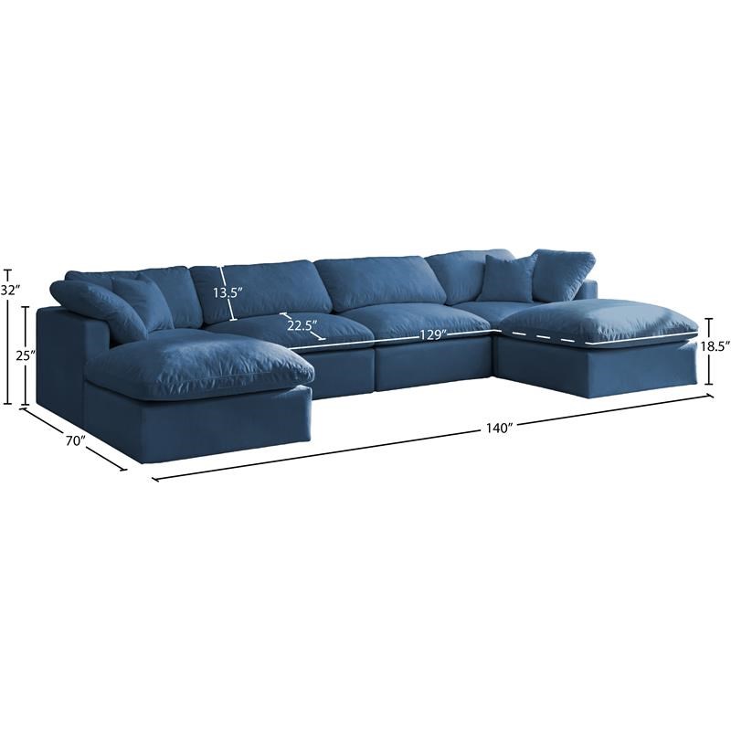 Meridian Furniture Plush Standard Navy Velvet Modular Sectional