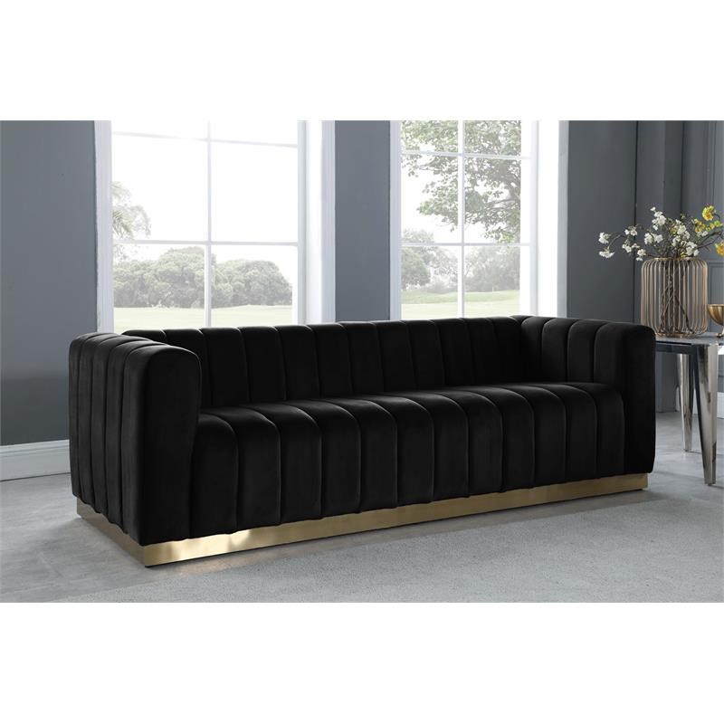 Meridian Furniture Marlon Black Velvet Sofa