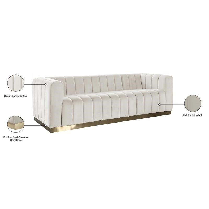 Meridian Furniture Marlon Cream Velvet Sofa