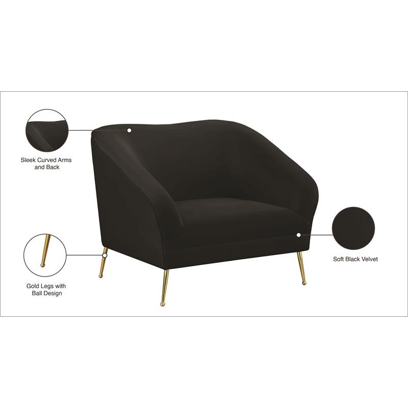 Contemporary Black Velvet Chair