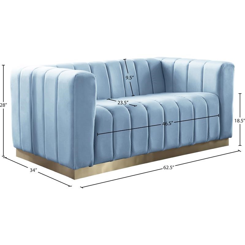 Meridian Furniture Marlon Sky Blue Velvet Loveseat