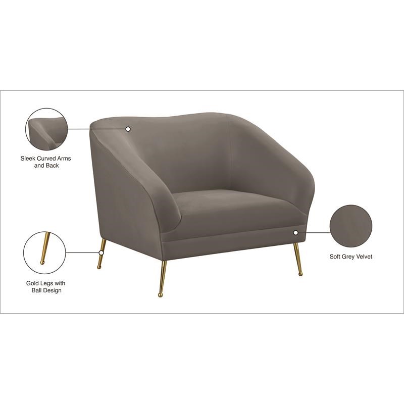 Contemporary Gray Velvet Chair