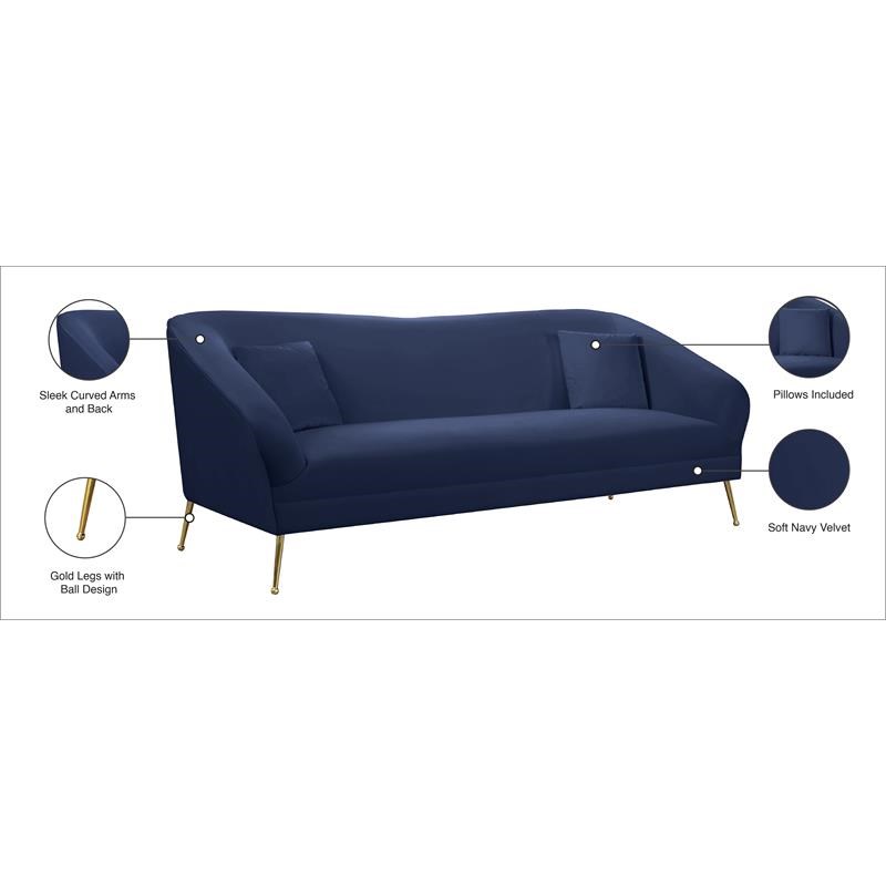 Contemporary Navy Velvet Sofa