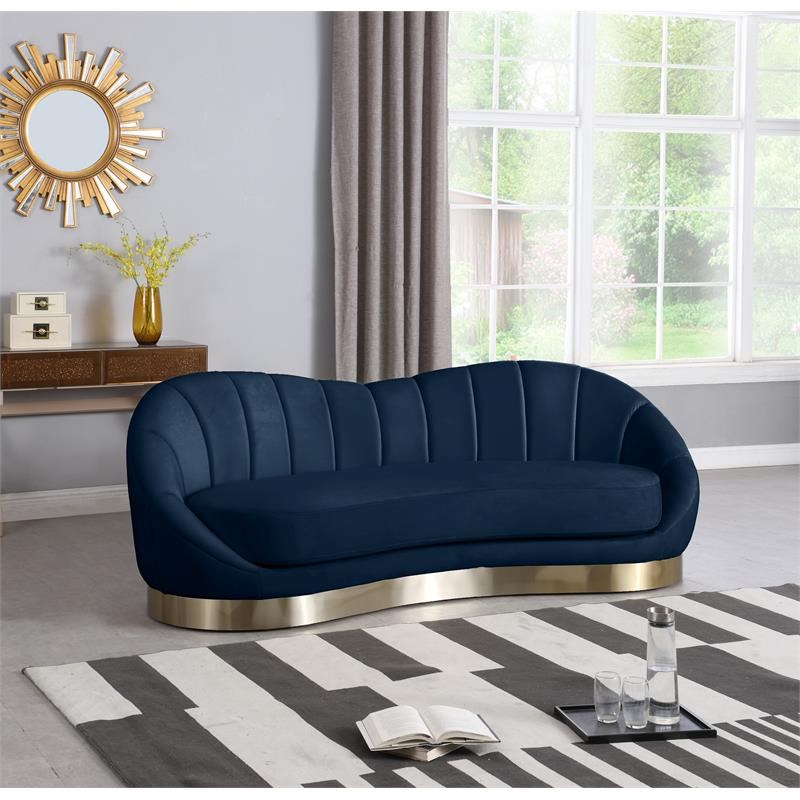 Meridian Furniture Shelly Navy Velvet Sofa