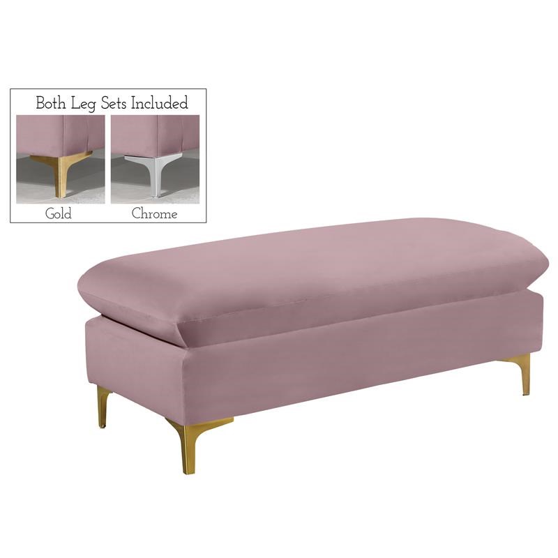 Meridian Furniture Naomi Pink Velvet Ottoman