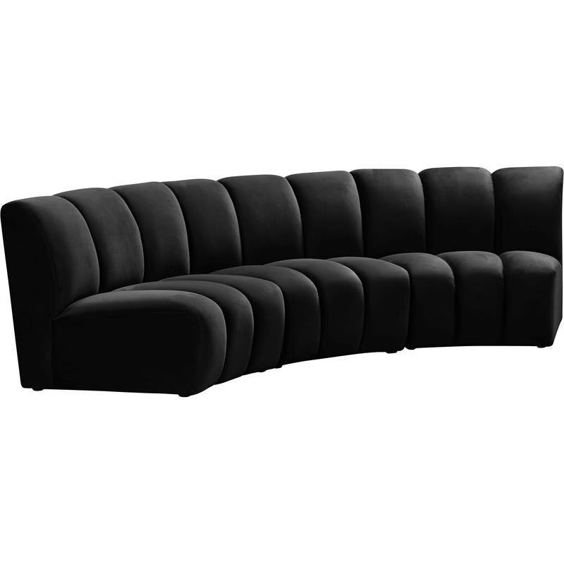 Meridian Furniture Infinity Black Velvet 3pc. Modular Sectional