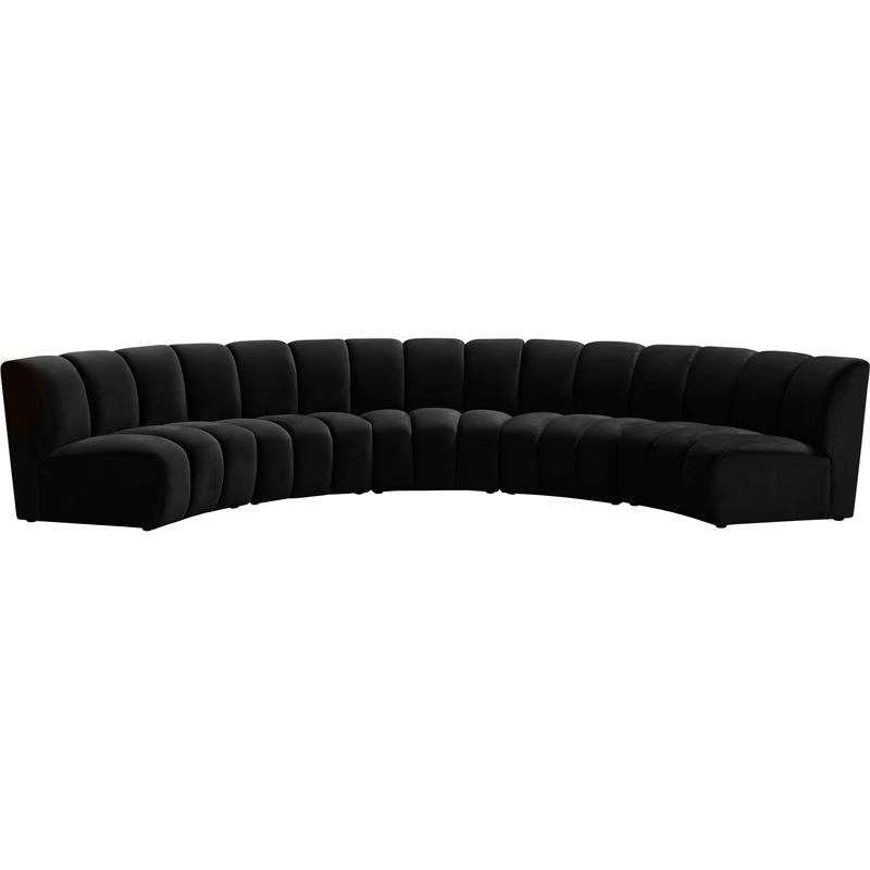 Meridian Furniture Infinity Black Velvet 5pc. Modular Sectional