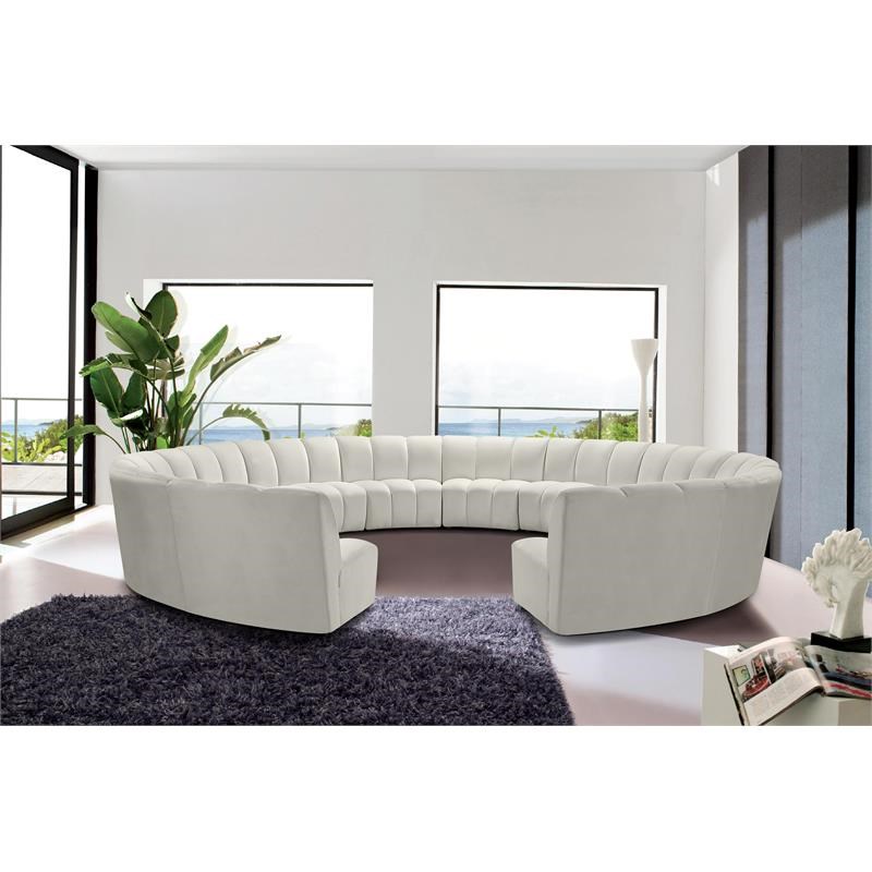 Meridian Furniture Infinity Cream Velvet 12pc. Modular Sectional
