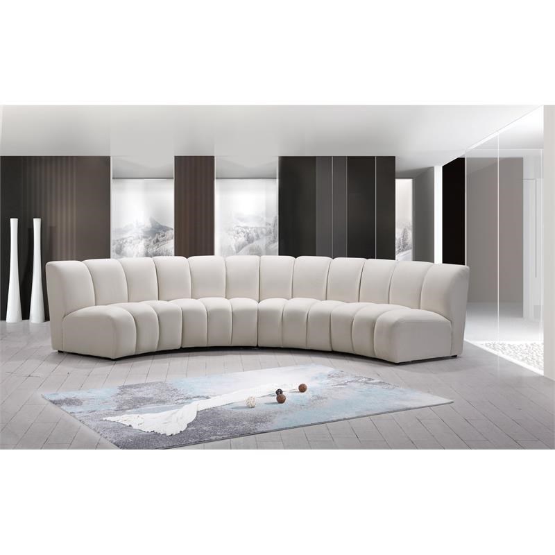 Meridian Furniture Infinity Cream Velvet 4pc. Modular Sectional