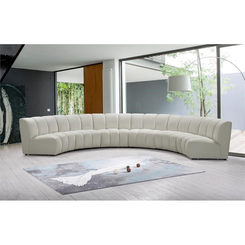Meridian Furniture Infinity Cream Velvet 6pc. Modular Sectional