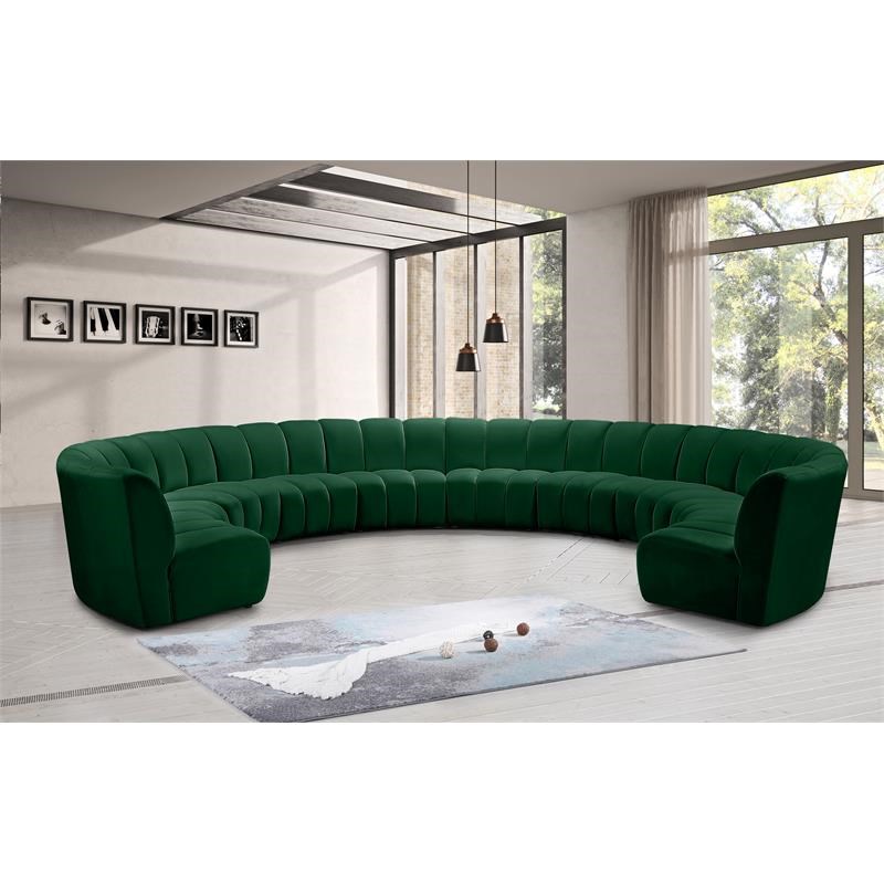 Meridian Furniture Infinity Green Velvet 10pc. Modular Sectional