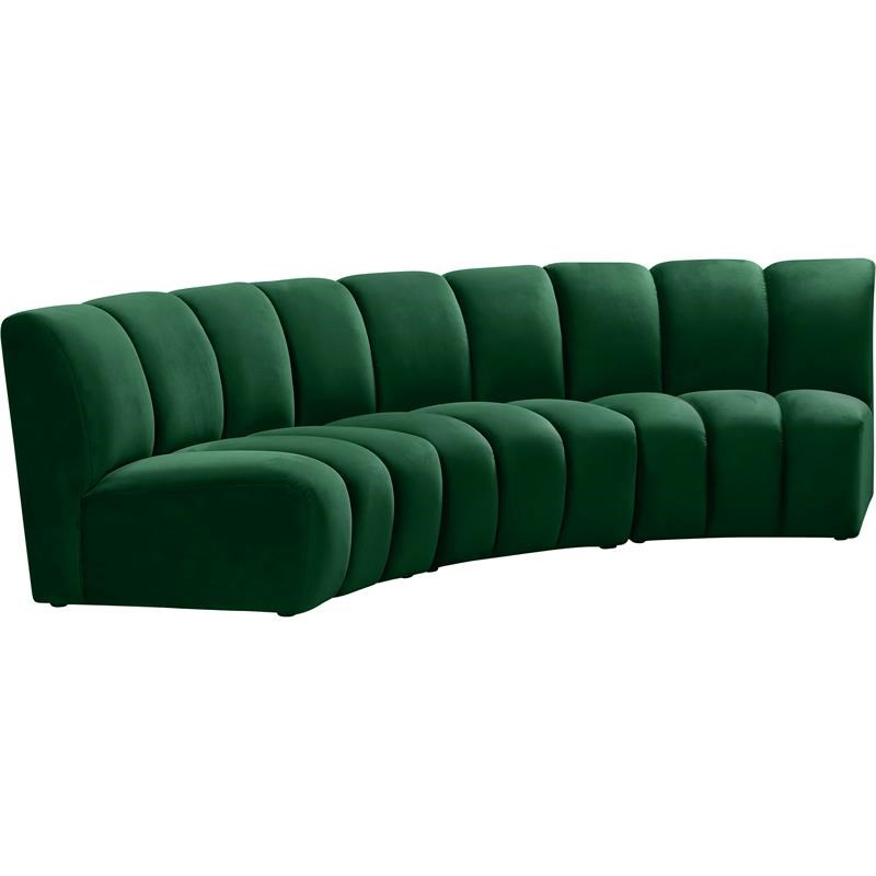 Meridian Furniture Infinity Green Velvet 3pc. Modular Sectional