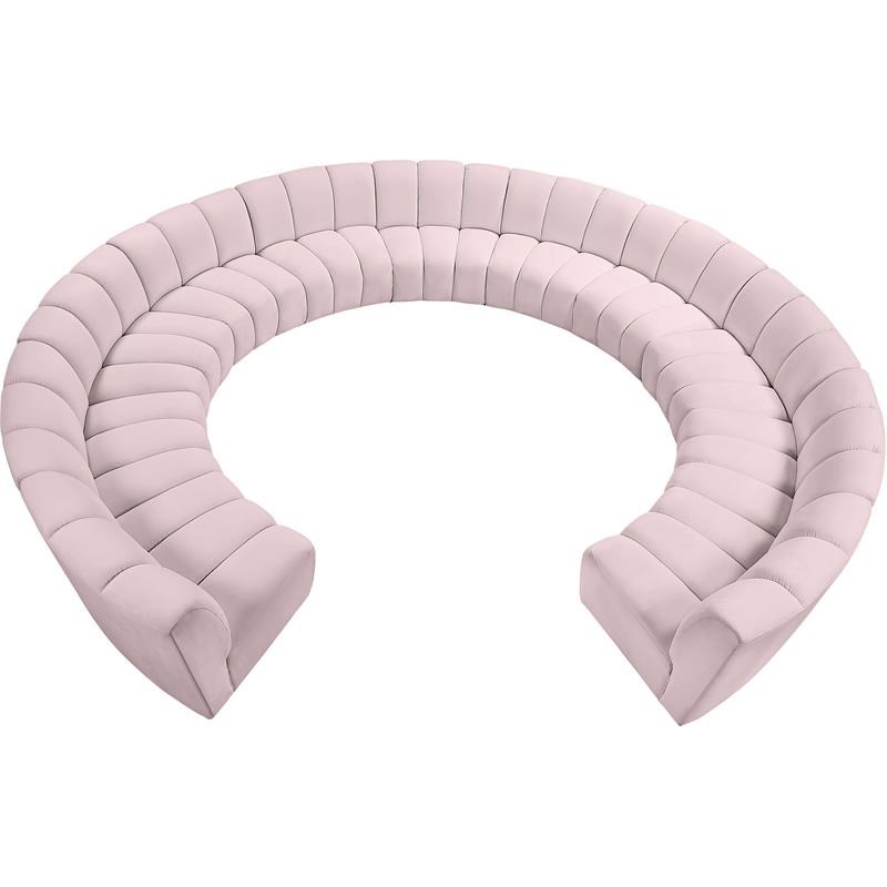 Meridian Furniture Infinity Pink Velvet 11pc. Modular Sectional
