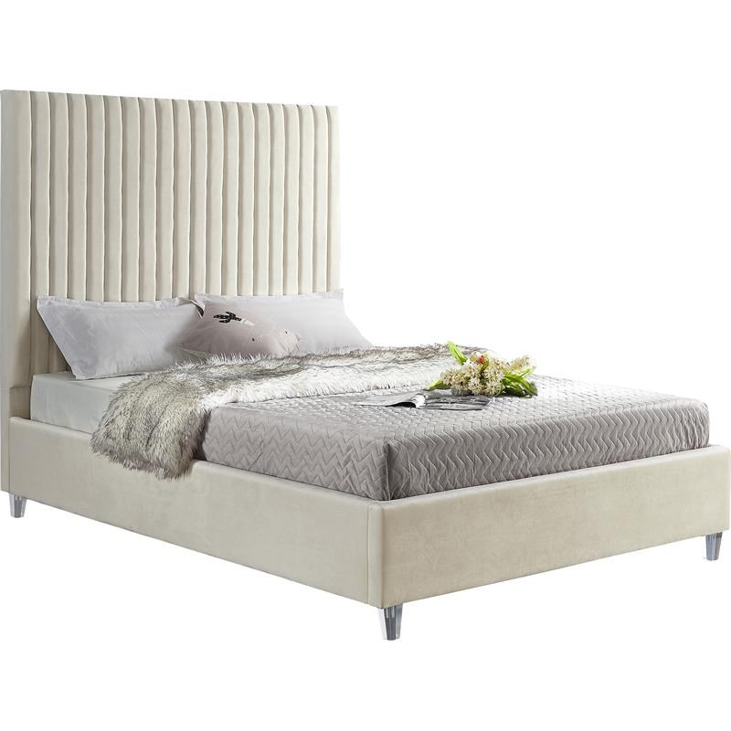 Meridian Furniture Candace Cream Velvet King Bed