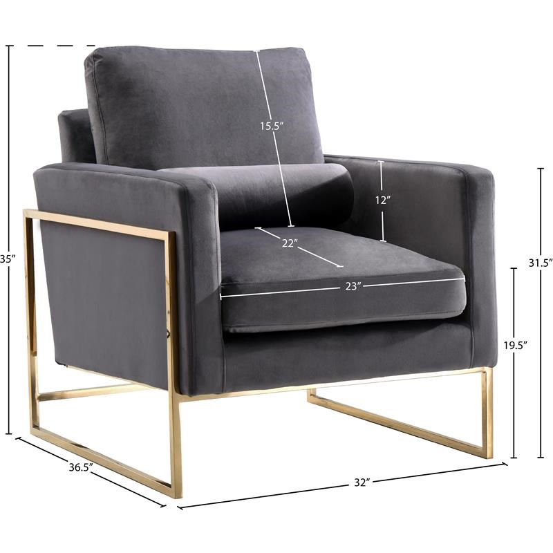 Meridian Furniture Mila Gray Velvet Chair