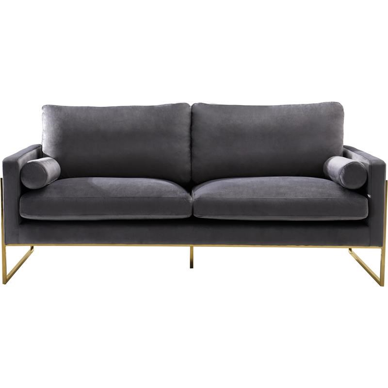 Meridian Furniture Mila Gray Velvet Sofa | Homesquare