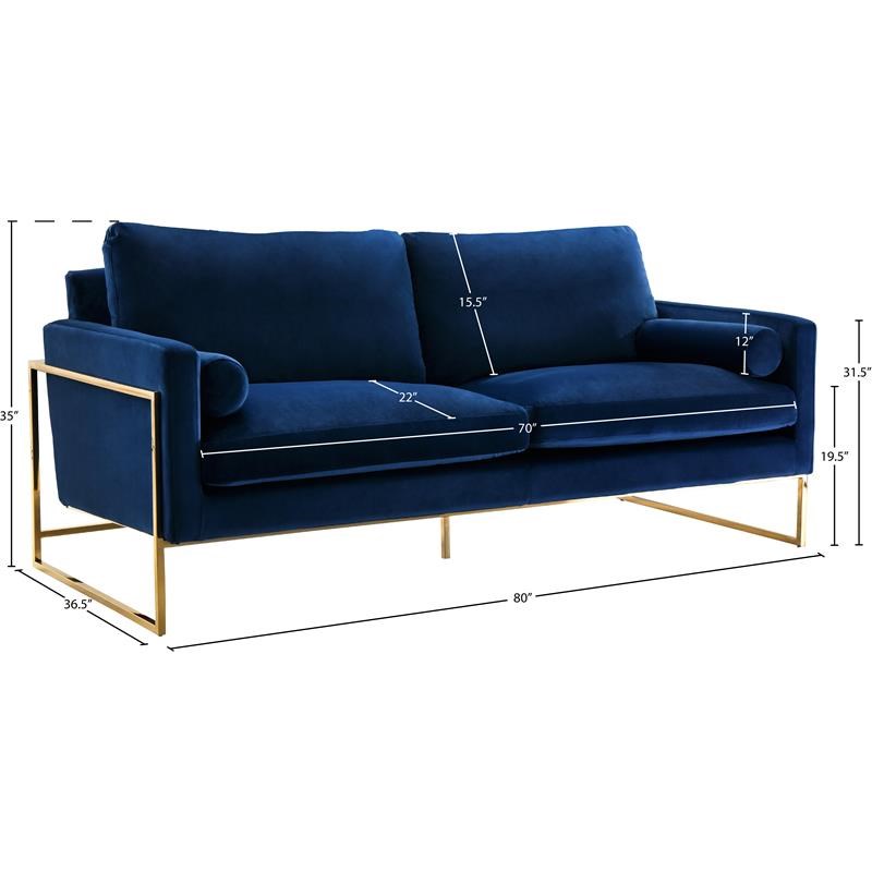 Meridian Furniture Mila Navy Velvet Sofa