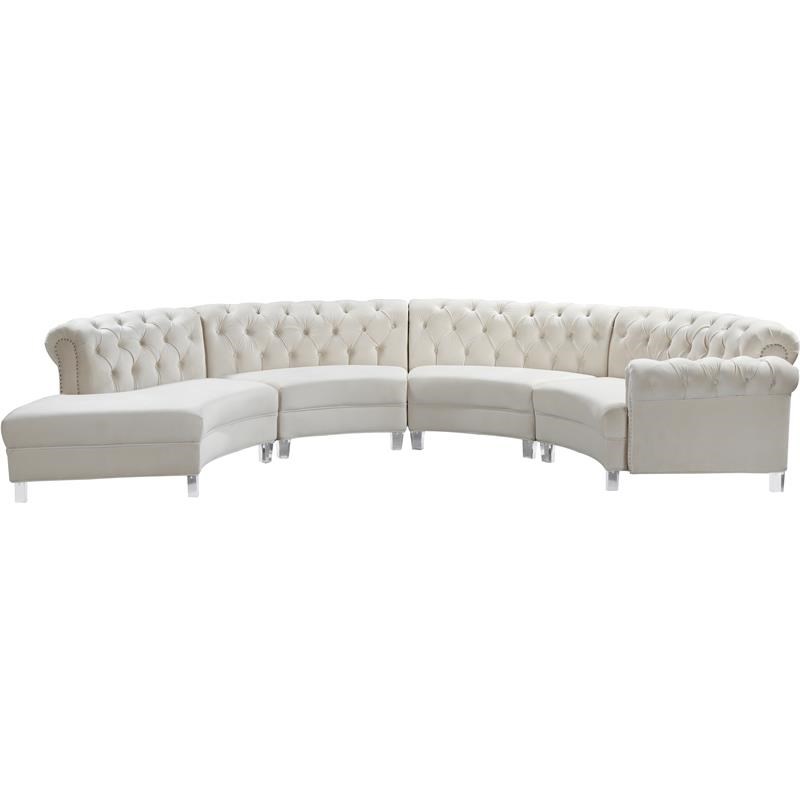 Meridian Furniture Anabella Cream Velvet 4pc. Sectional