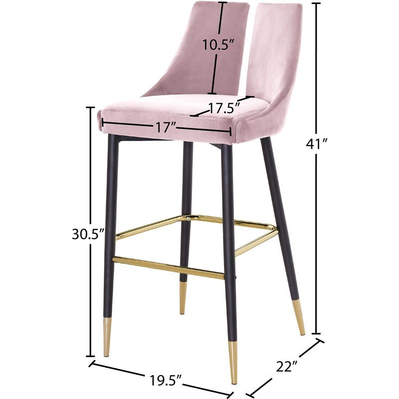 Meridian Furniture Sleek Pink Velvet Stool (Set of 2)