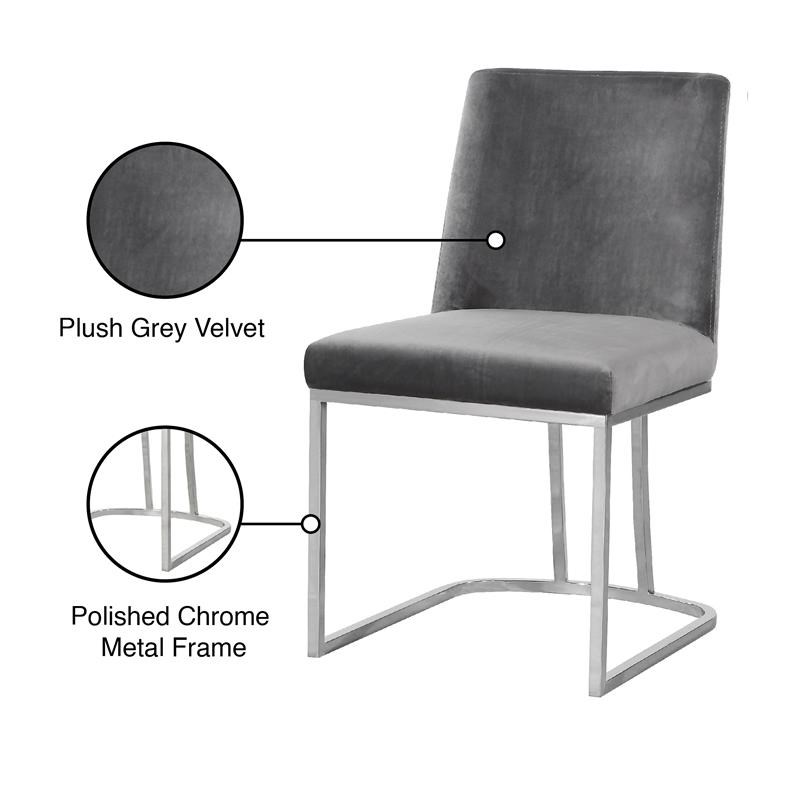 Meridian Furniture Heidi Gray Velvet Dining Chair (Set of 2)