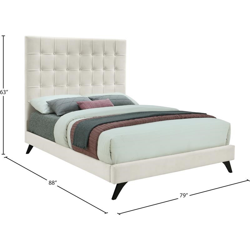 Meridian Furniture Elly Cream Velvet King Bed