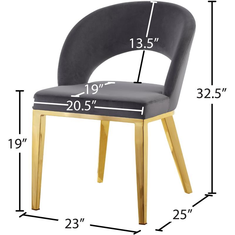 Meridian Furniture Roberto Gray Velvet Dining Chair