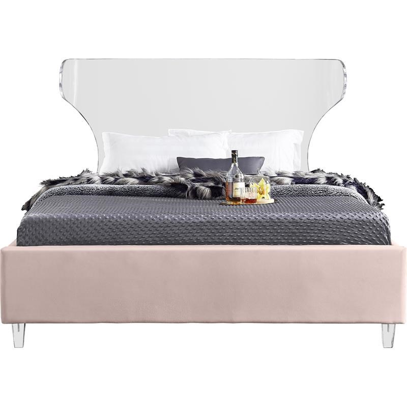 Meridian Furniture Ghost Pink Velvet King Bed Homesquare Meridian Furniture Ghost Pink Velvet, Ghost King Bed