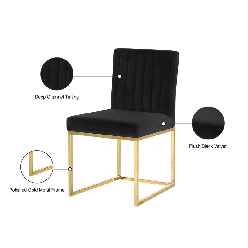 Meridian Furniture Giselle Black Velvet Dining Chair (Set of 2)